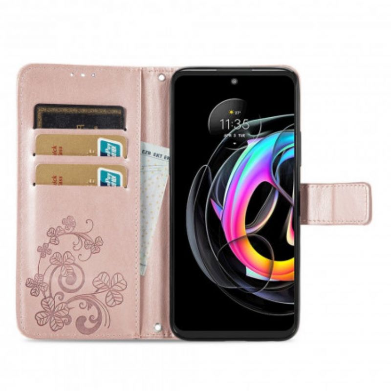 Leren Hoesje Motorola Edge 20 Lite Klavertje Vier Bescherming Hoesje