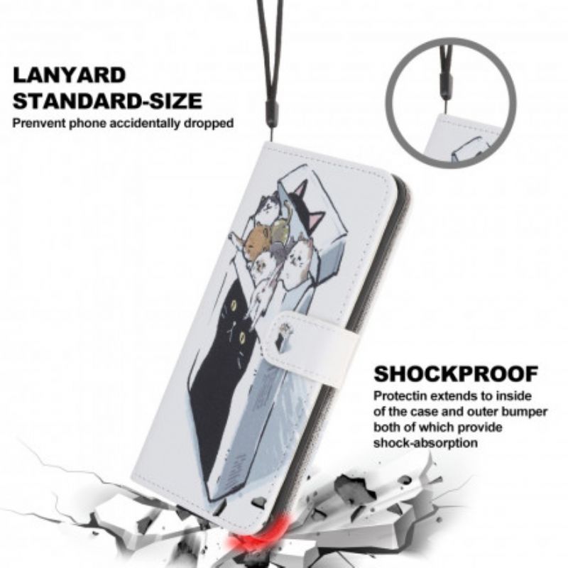 Leren Hoesje Motorola Edge 20 Lite Levering String Katten