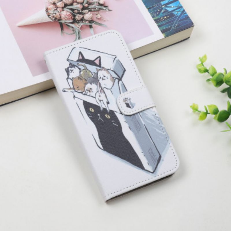 Leren Hoesje Motorola Edge 20 Lite Levering String Katten