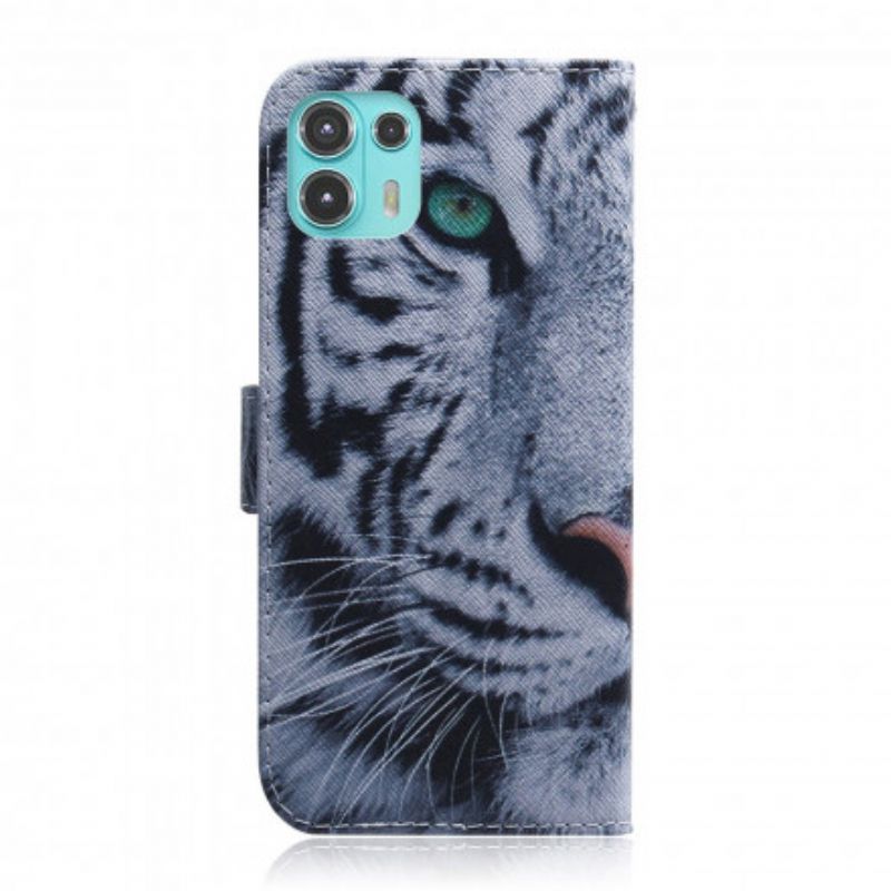 Leren Hoesje Motorola Edge 20 Lite Tijgergezicht