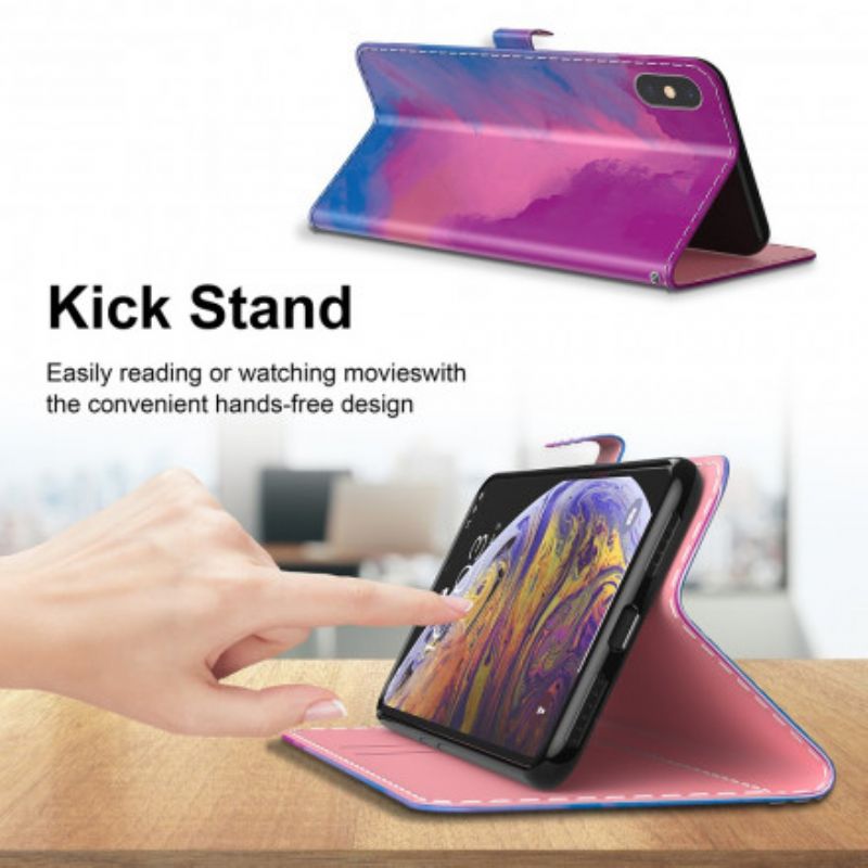 Leren Hoesje Voor Motorola Edge 20 Lite Aquarel