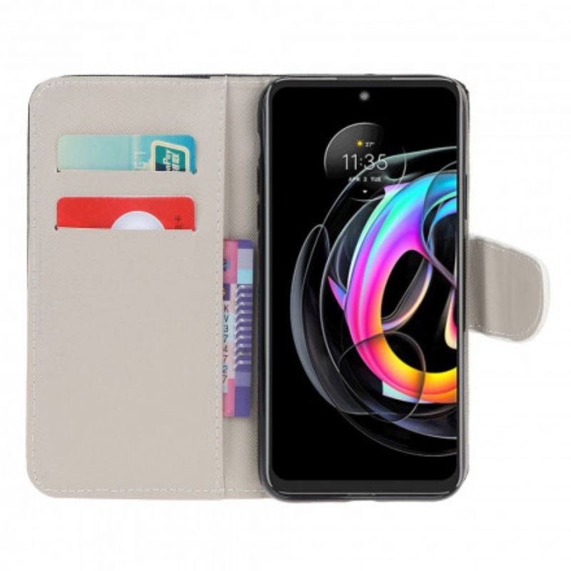 Leren Hoesje Voor Motorola Edge 20 Lite Retro Eiffeltoren