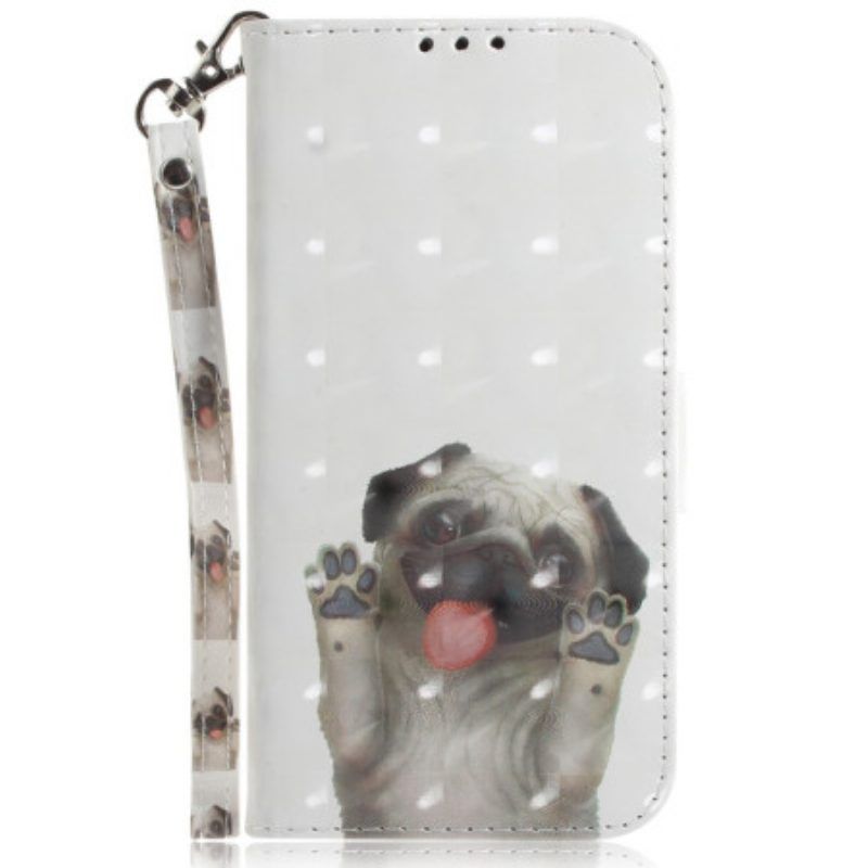 Flip Case voor Oppo Reno 8 Pug Met Sleutelkoord