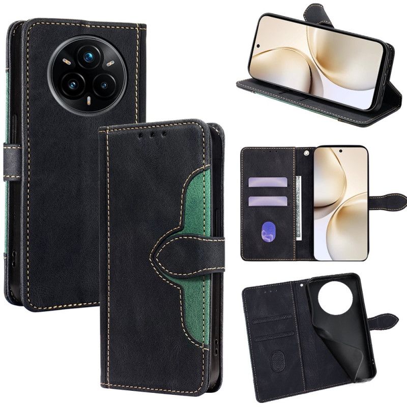 Flip Case Leren Realme 14 Pro Plus 5g Tweekleurig Bloemenpatroon