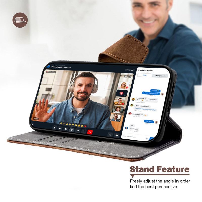 Flip Case Leren Realme 14 Pro Plus 5g Vintage Design Met Rfid-blokkering