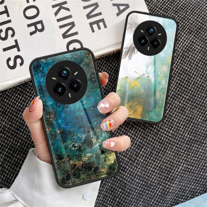 Hoesje Realme 14 Pro Plus 5g Gehard Glas Met Marmerlook Bescherming Hoesje