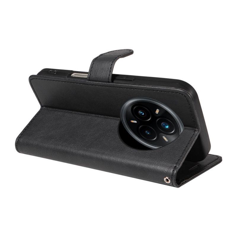 Leren Hoesje Realme 14 Pro Plus 5g Effen Kunstleren Bandje Bescherming Hoesje