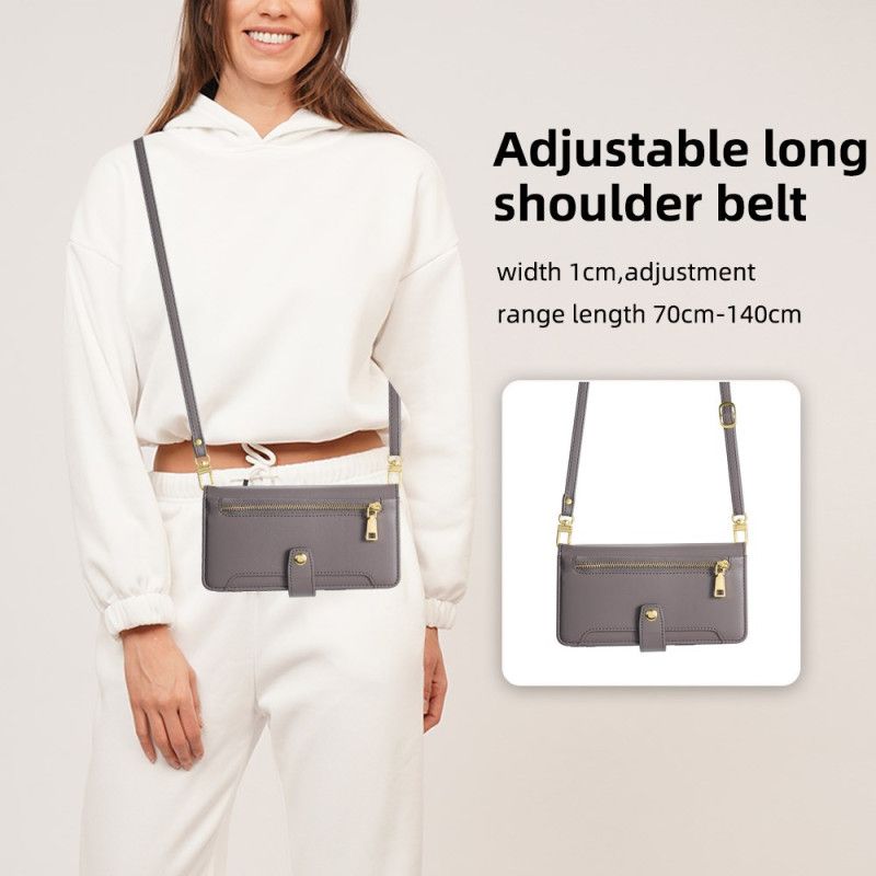 Leren Hoesje Realme 14 Pro Plus 5g Portemonnee Met Koord En Schouderband Bescherming Hoesje