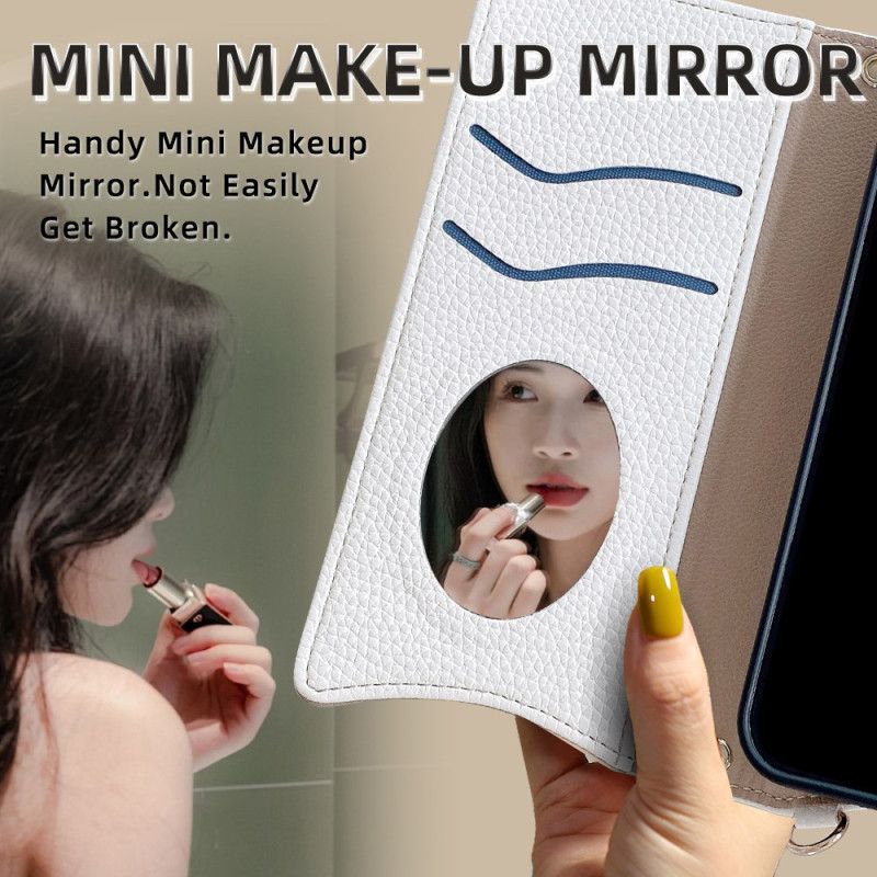 Leren Hoesje Realme 14 Pro Plus 5g Spiegel En Ketting Bescherming Hoesje