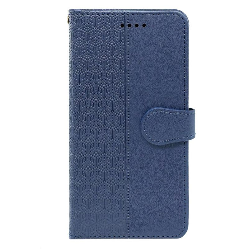 Leren Hoesje Voor Realme 14 Pro Plus 5g Bandje Met Kubistisch Patroon