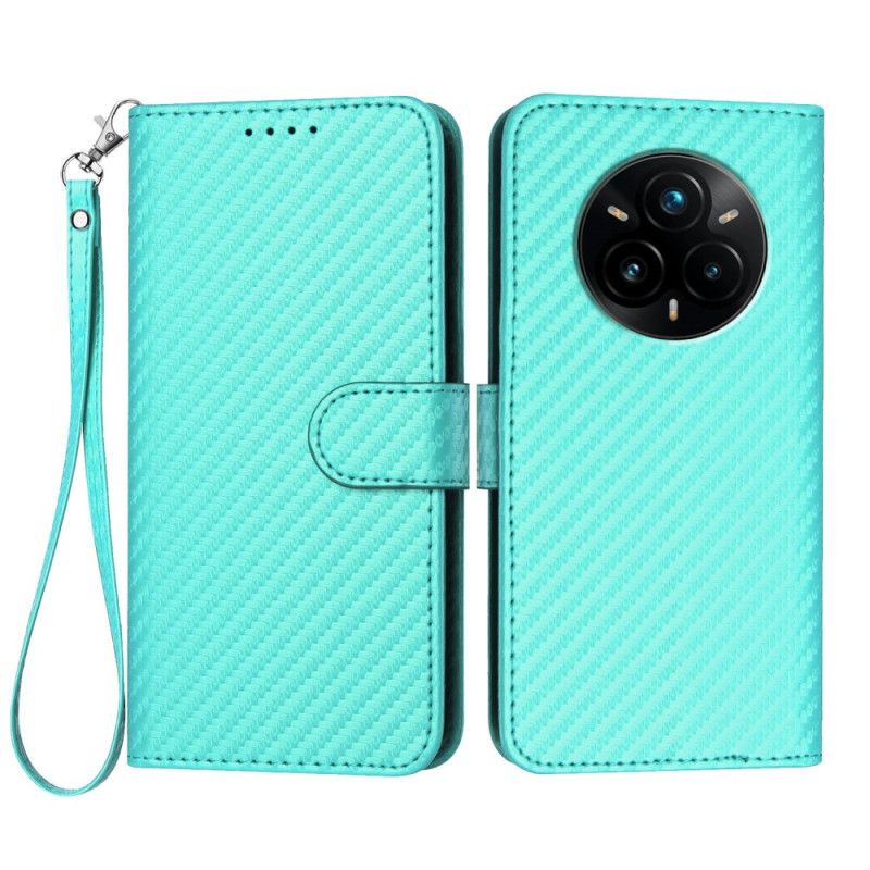 Leren Hoesje Voor Realme 14 Pro Plus 5g Bandje Van Koolstofvezel