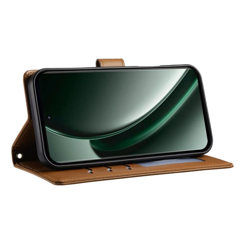 Leren Hoesje Voor Realme 14 Pro Plus 5g Gewatteerd Met Bandje En Schouderband