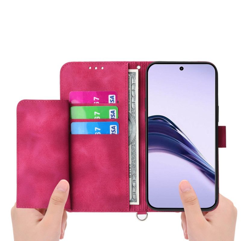 Leren Hoesje Voor Realme 14 Pro Plus 5g Kanten Suède-effect Met Riem En Schouderband