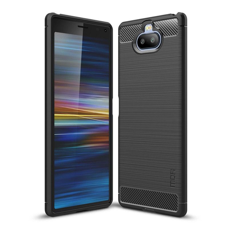 Hoesje Sony Xperia 8 Grijs Zwart Mofi Geborstelde Koolstofvezel