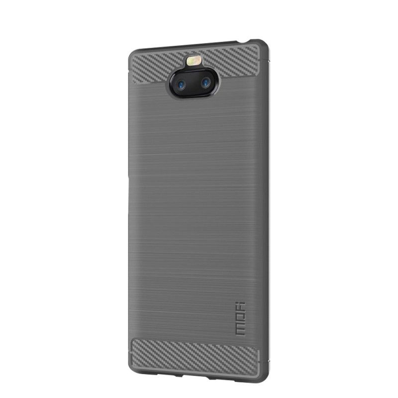 Hoesje Sony Xperia 8 Grijs Zwart Mofi Geborstelde Koolstofvezel