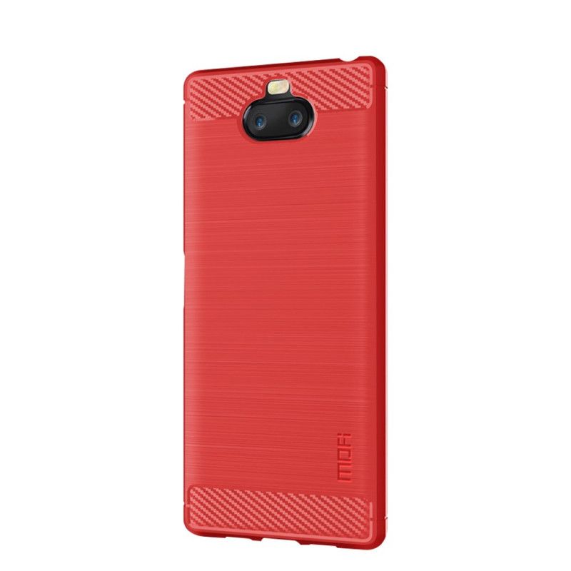 Hoesje Sony Xperia 8 Grijs Zwart Mofi Geborstelde Koolstofvezel