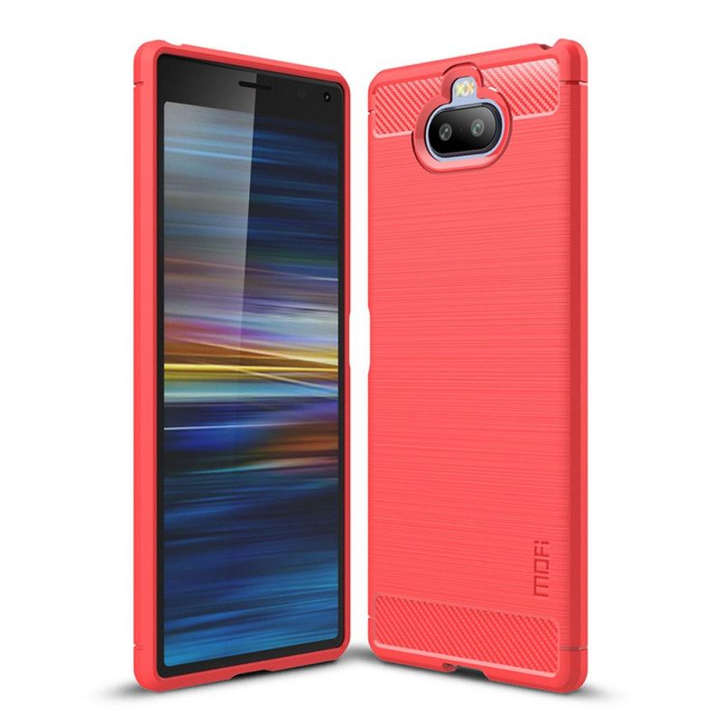Hoesje Sony Xperia 8 Grijs Zwart Mofi Geborstelde Koolstofvezel