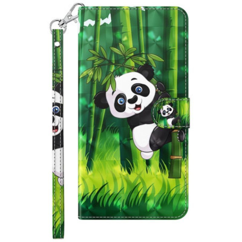 Folio-hoesje voor Xiaomi 12 Lite Met Ketting Bamboe Panda Met Lanyard