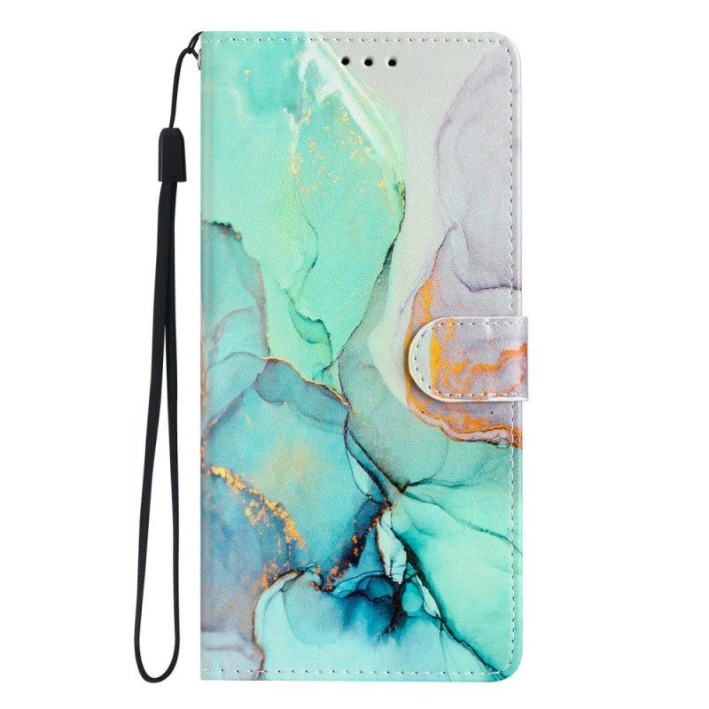 Leren Hoesje voor Xiaomi 12 Lite Met Ketting Marmer Strippen