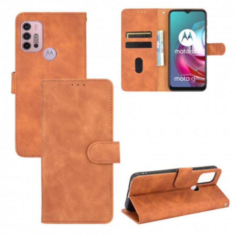 Flip Case Leren Moto G30 / G10 Huid-aanraking