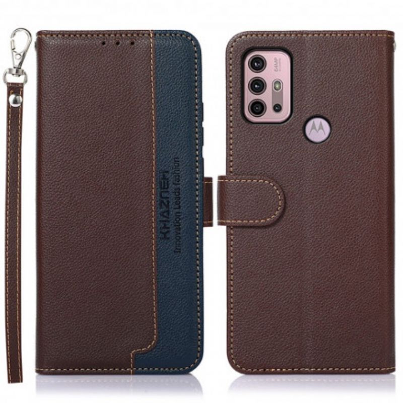 Flip Case Leren Moto G30 / G10 Lychee-stijl Rfid Khazneh