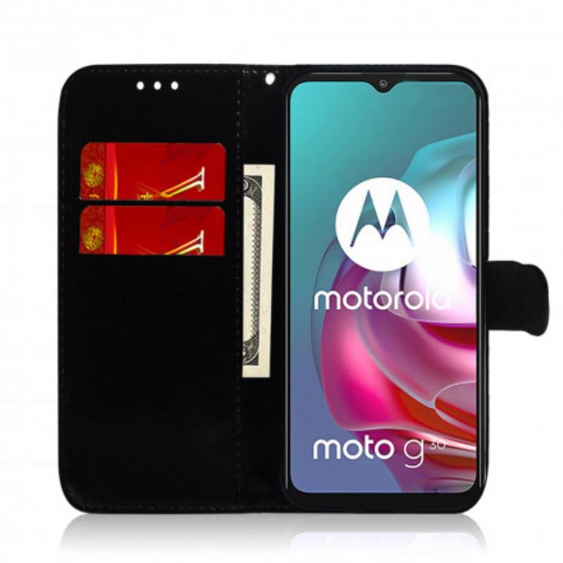 Folio-hoesje Moto G30 / G10 Spiegelkap Van Kunstleer