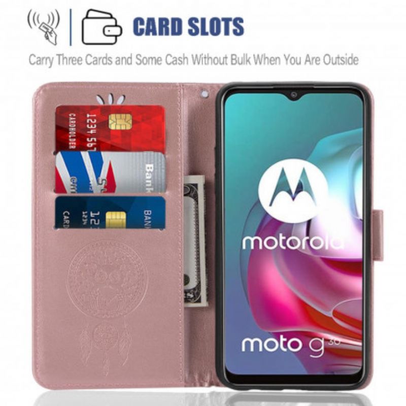 Folio-hoesje Moto G30 / G10 Telefoonhoesje Dromerige Uil