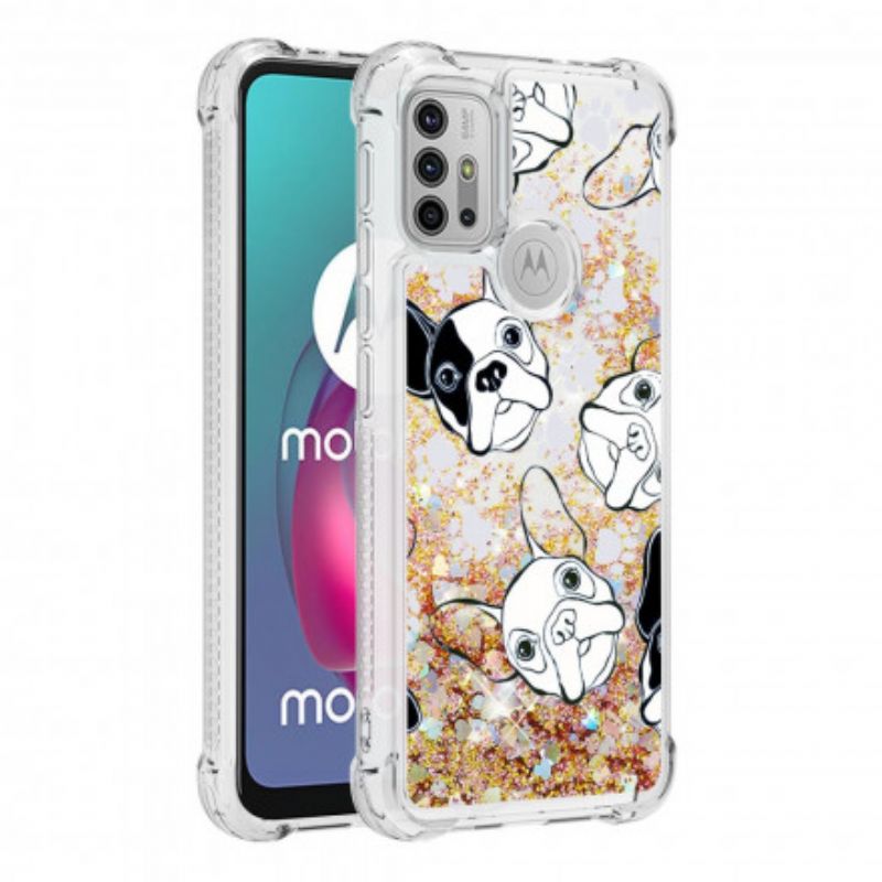 Hoesje Moto G30 / G10 Meneer Hond Pailletten Bescherming Hoesje