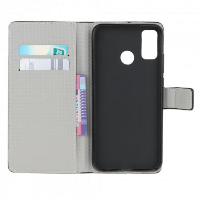 Leren Hoesje Moto G30 / G10 Slapende Uil Bescherming Hoesje