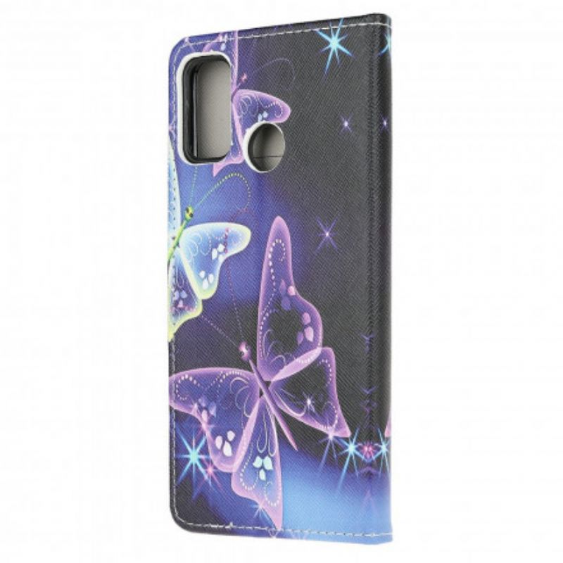 Leren Hoesje Moto G30 / G10 Vlinders Bescherming Hoesje