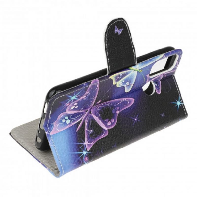 Leren Hoesje Moto G30 / G10 Vlinders Bescherming Hoesje