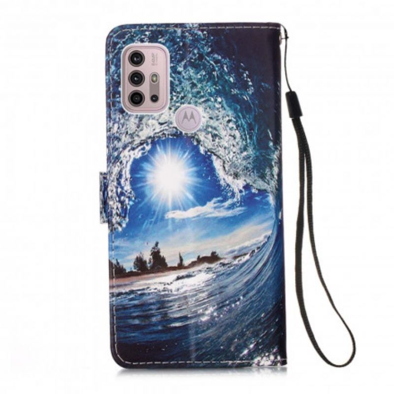 Leren Hoesje Voor Moto G30 / G10 Love The Wave