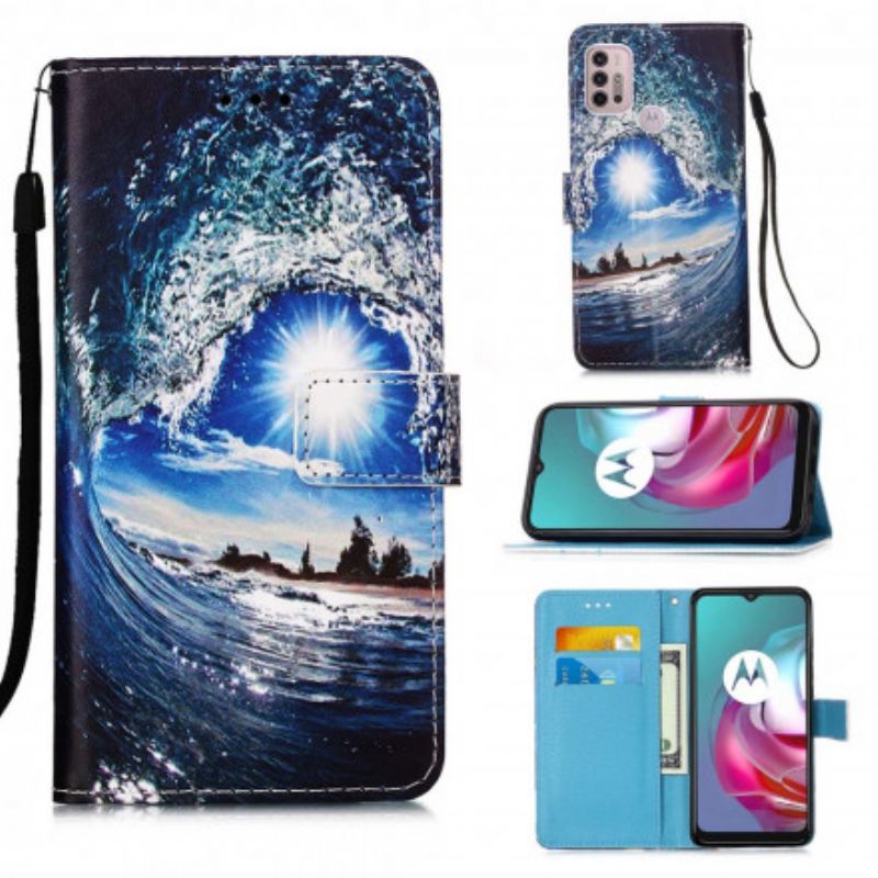 Leren Hoesje Voor Moto G30 / G10 Love The Wave