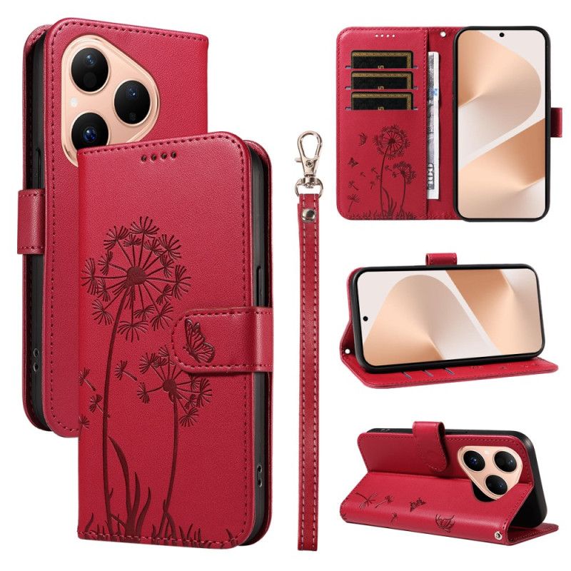 Folio-hoesje Huawei Pura 80 Telefoonhoesje Paardenbloem En Bandje