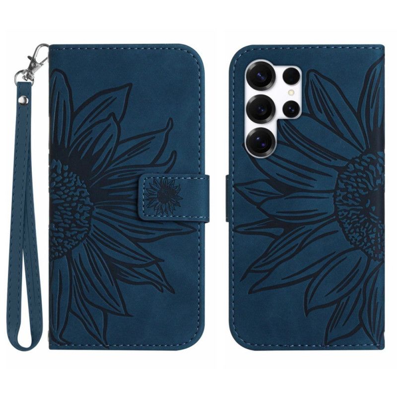 Folio-hoesje Samsung Galaxy S26 Ultra Bandje Met Zonnebloemprint
