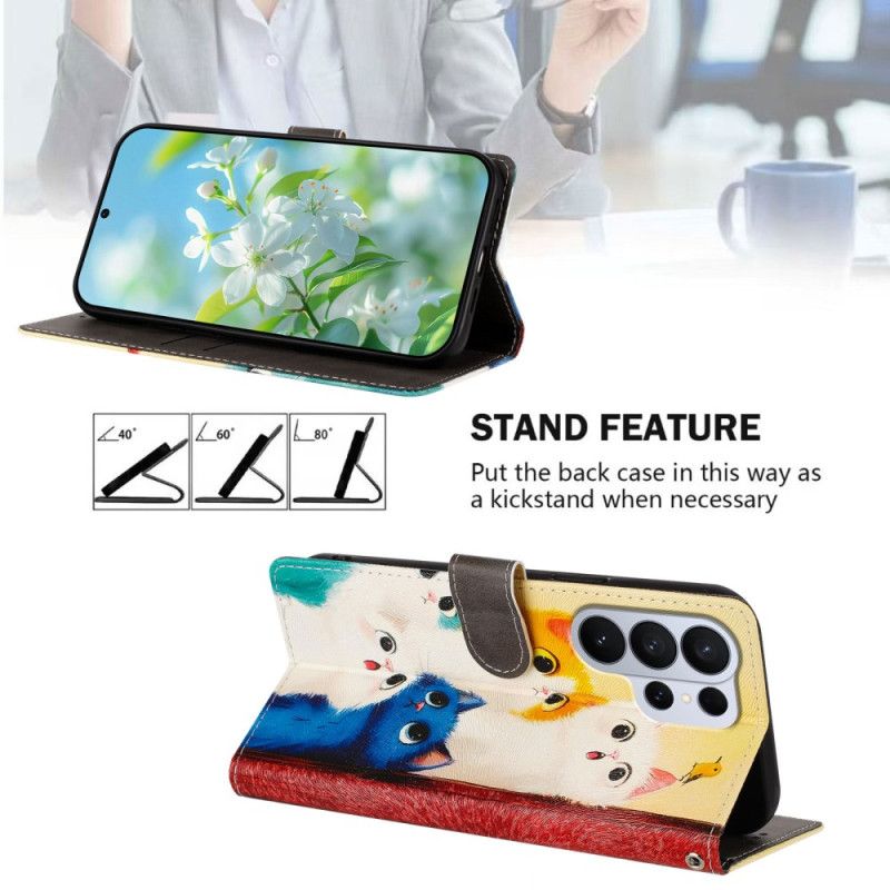 Folio-hoesje Samsung Galaxy S26 Ultra Telefoonhoesje Kleurrijke Katten