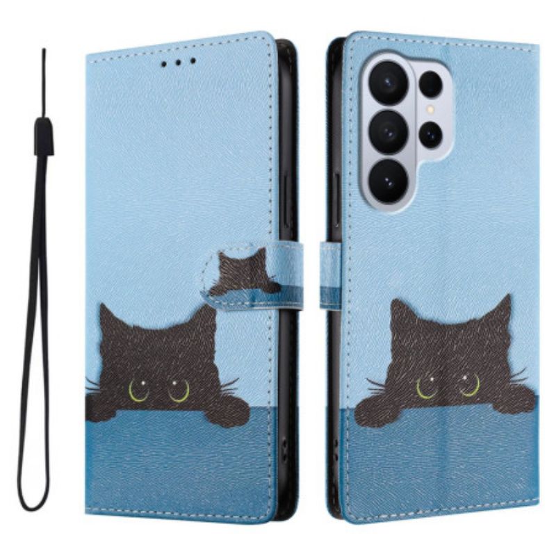 Folio-hoesje Samsung Galaxy S26 Ultra Telefoonhoesje Zwart Kitten