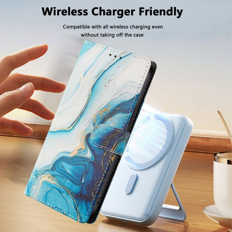 Leren Hoesje Samsung Galaxy S26 Ultra Blauw Marmer Effect