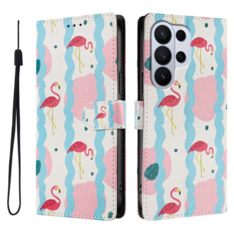 Leren Hoesje Samsung Galaxy S26 Ultra Flamingo's Bescherming Hoesje