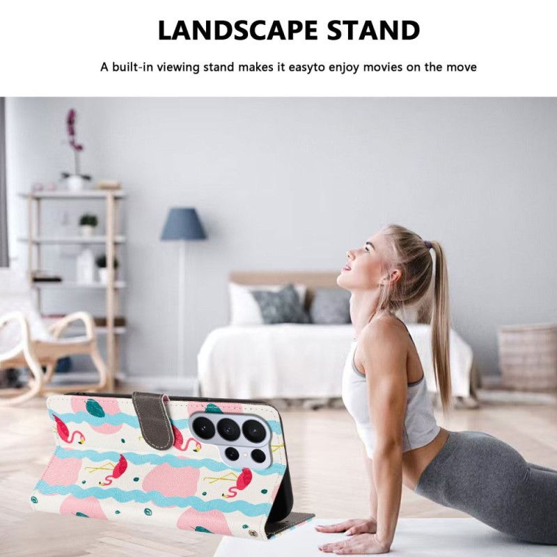 Leren Hoesje Samsung Galaxy S26 Ultra Flamingo's Bescherming Hoesje