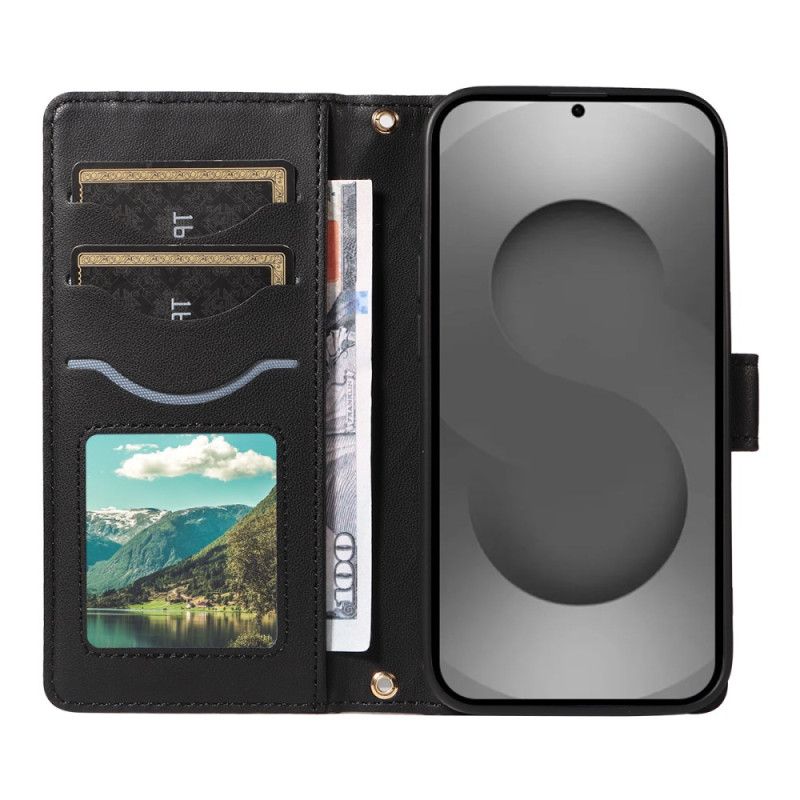 Leren Hoesje Samsung Galaxy S26 Ultra Gewatteerd Met Riempje En Schouderriem Bescherming Hoesje