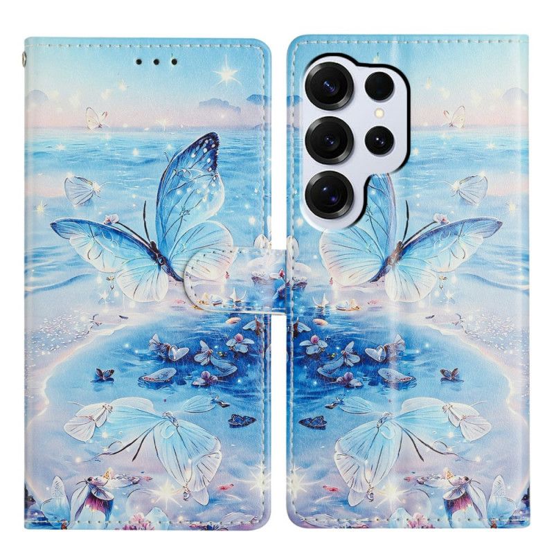 Leren Hoesje Samsung Galaxy S26 Ultra Oceaanvlinder Bescherming Hoesje