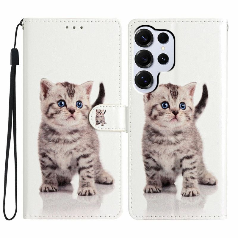 Leren Hoesje Voor Samsung Galaxy S26 Ultra Schattige Kat
