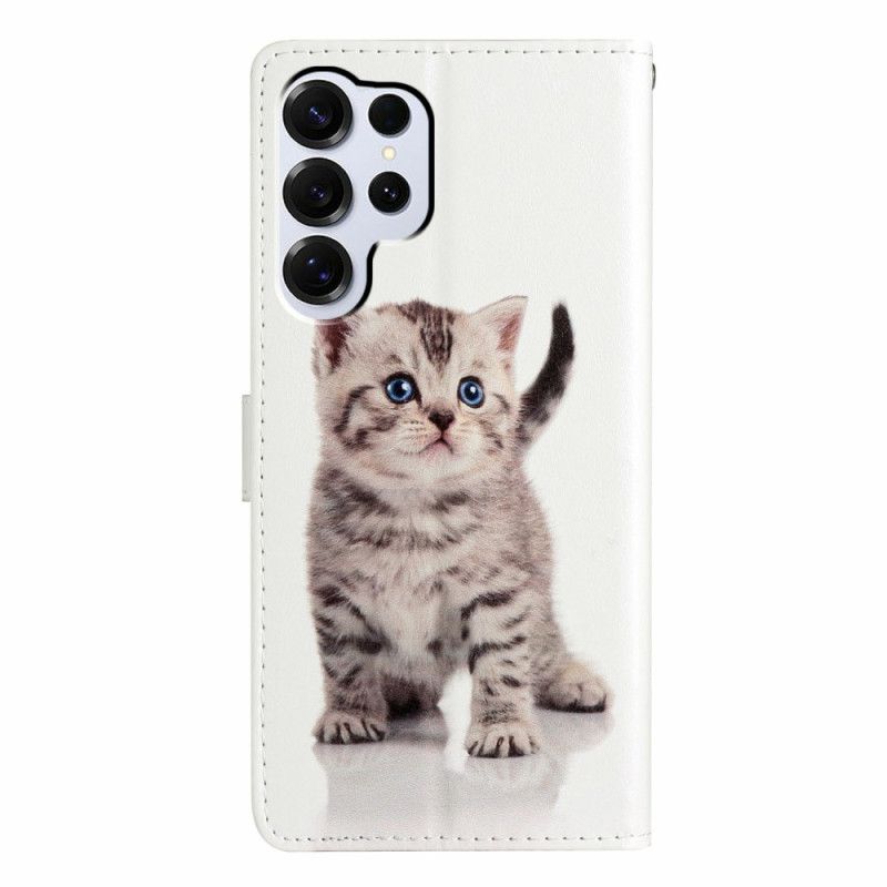Leren Hoesje Voor Samsung Galaxy S26 Ultra Schattige Kat