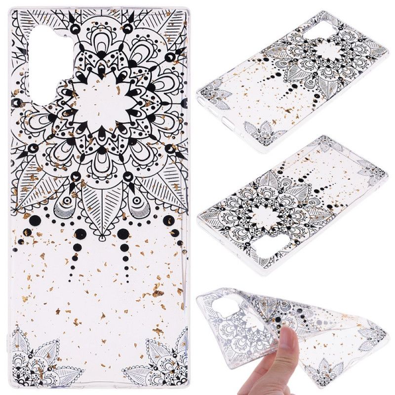 Case Hoesje Samsung Galaxy Note 10 Plus Telefoonhoesje Zwart Bloemenkant En Pailletten