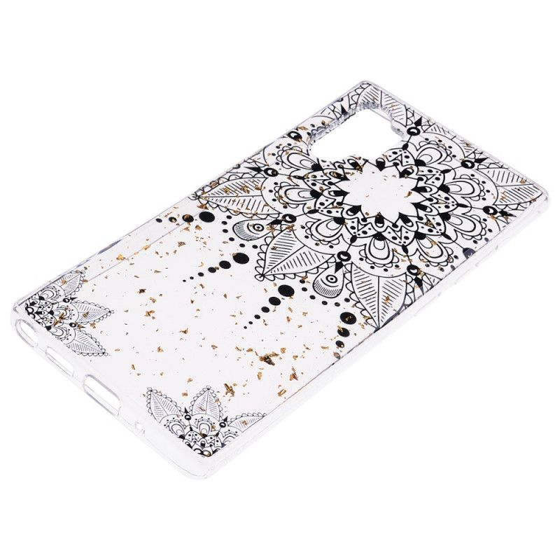 Case Hoesje Samsung Galaxy Note 10 Plus Telefoonhoesje Zwart Bloemenkant En Pailletten