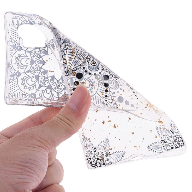 Case Hoesje Samsung Galaxy Note 10 Plus Telefoonhoesje Zwart Bloemenkant En Pailletten