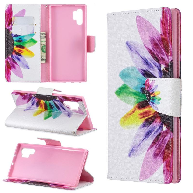 Cover Folio-hoesje Samsung Galaxy Note 10 Plus Telefoonhoesje Aquarelbloem