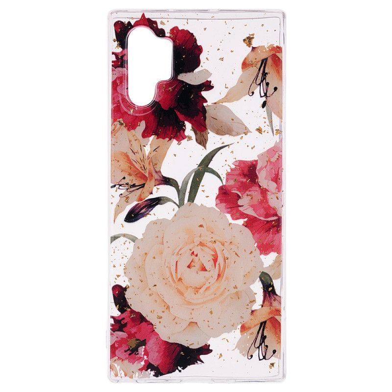 Hoesje Samsung Galaxy Note 10 Plus Bloemen En Glitter