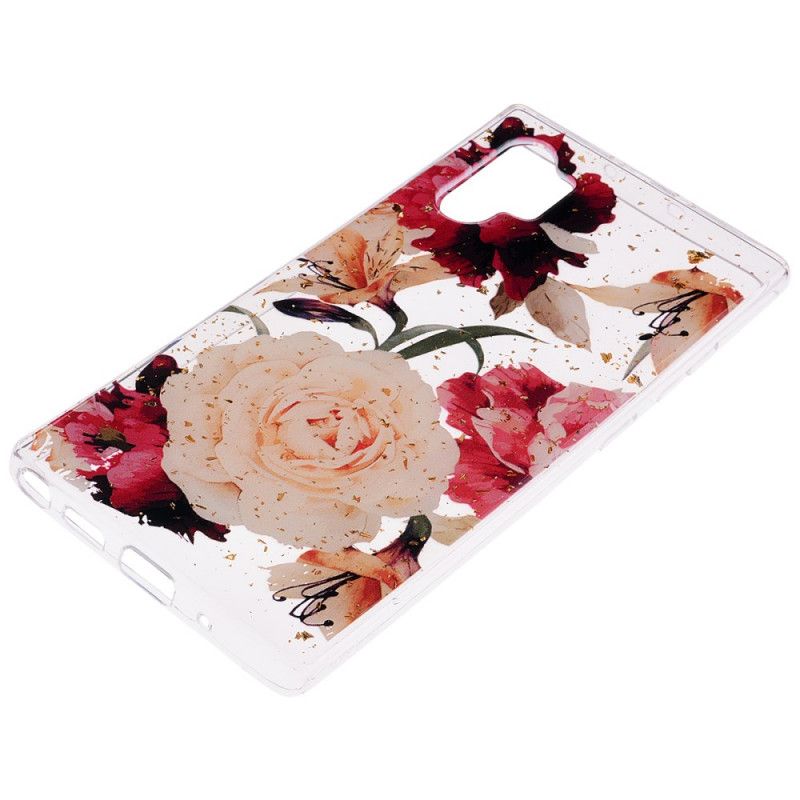 Hoesje Samsung Galaxy Note 10 Plus Bloemen En Glitter